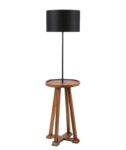 Modern Floor Lamp with Integrated Wooden Table